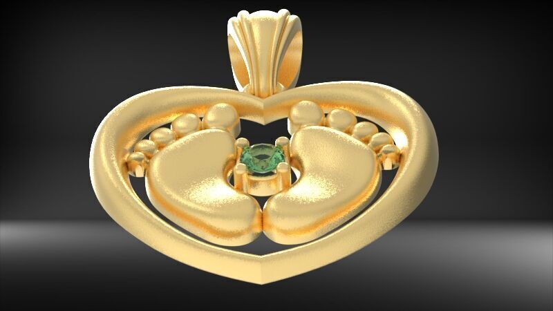Baby Feet Necklace Birth Pendant 3D print model_13