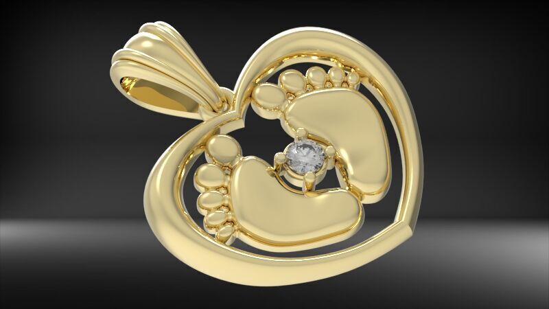 Baby Feet Necklace Birth Pendant 3D print model_20
