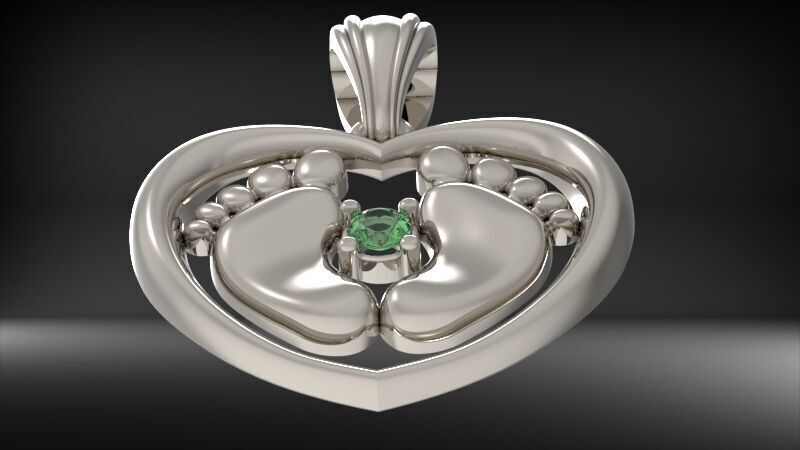 Baby Feet Necklace Birth Pendant 3D print model_12