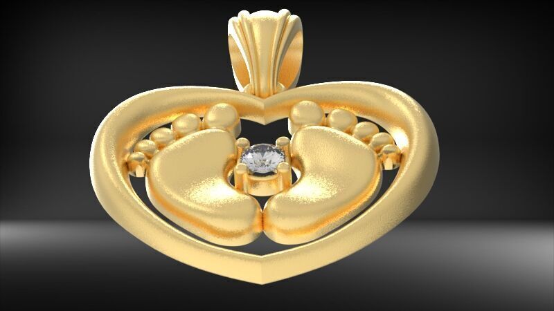Baby Feet Necklace Birth Pendant 3D print model_14