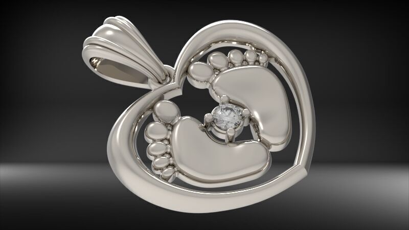 Baby Feet Necklace Birth Pendant 3D print model_18
