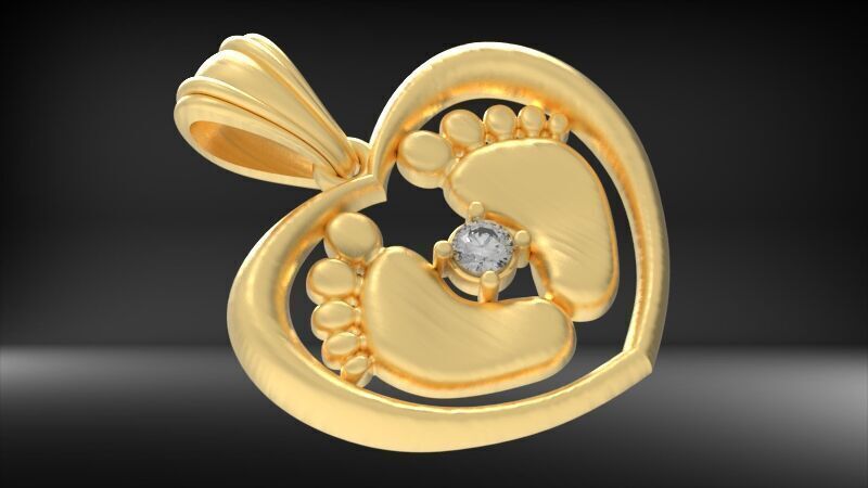 Baby Feet Necklace Birth Pendant 3D print model_21