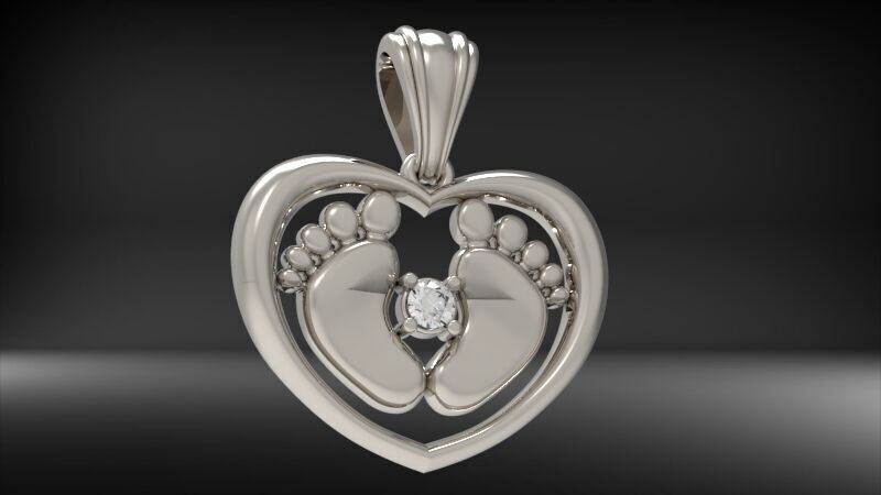 Baby Feet Necklace Birth Pendant 3D print model_1
