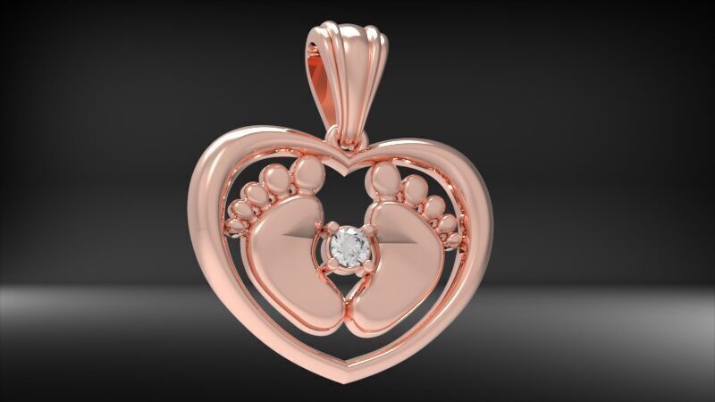 Baby Feet Necklace Birth Pendant 3D print model_2