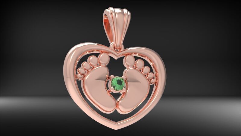 Baby Feet Necklace Birth Pendant 3D print model_4