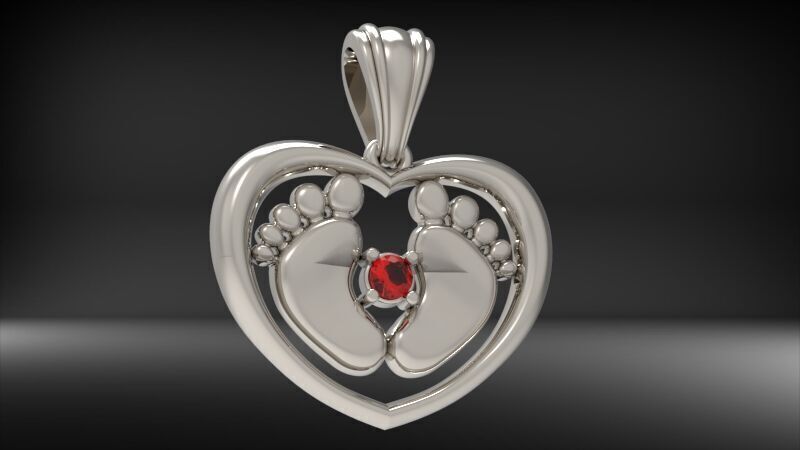 Baby Feet Necklace Birth Pendant 3D print model_6