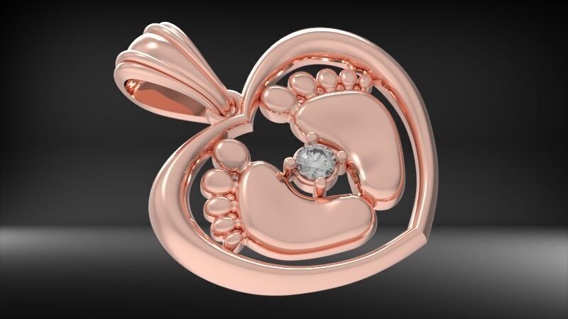 Baby Feet Necklace Birth Pendant 3D print model_22