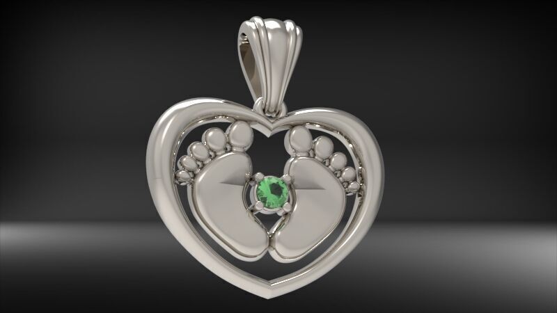 Baby Feet Necklace Birth Pendant 3D print model_11