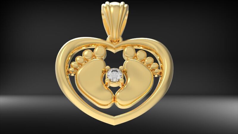 Baby Feet Necklace Birth Pendant 3D print model_15