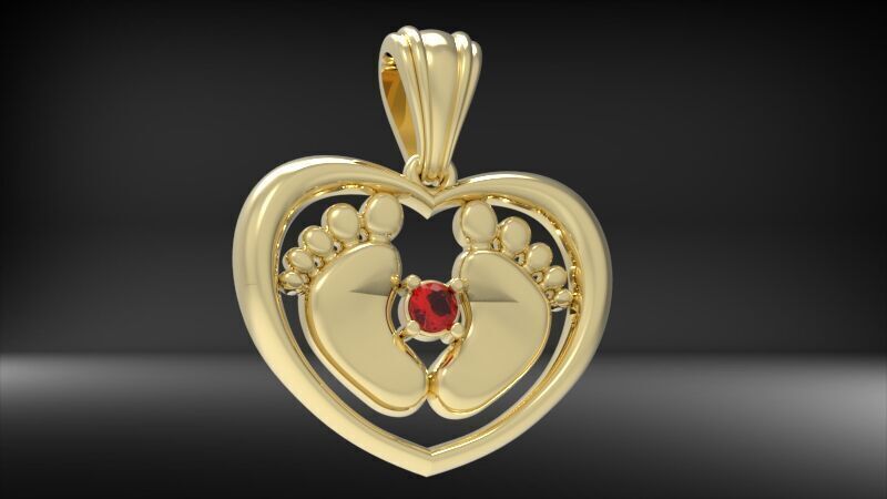 Baby Feet Necklace Birth Pendant 3D print model_8