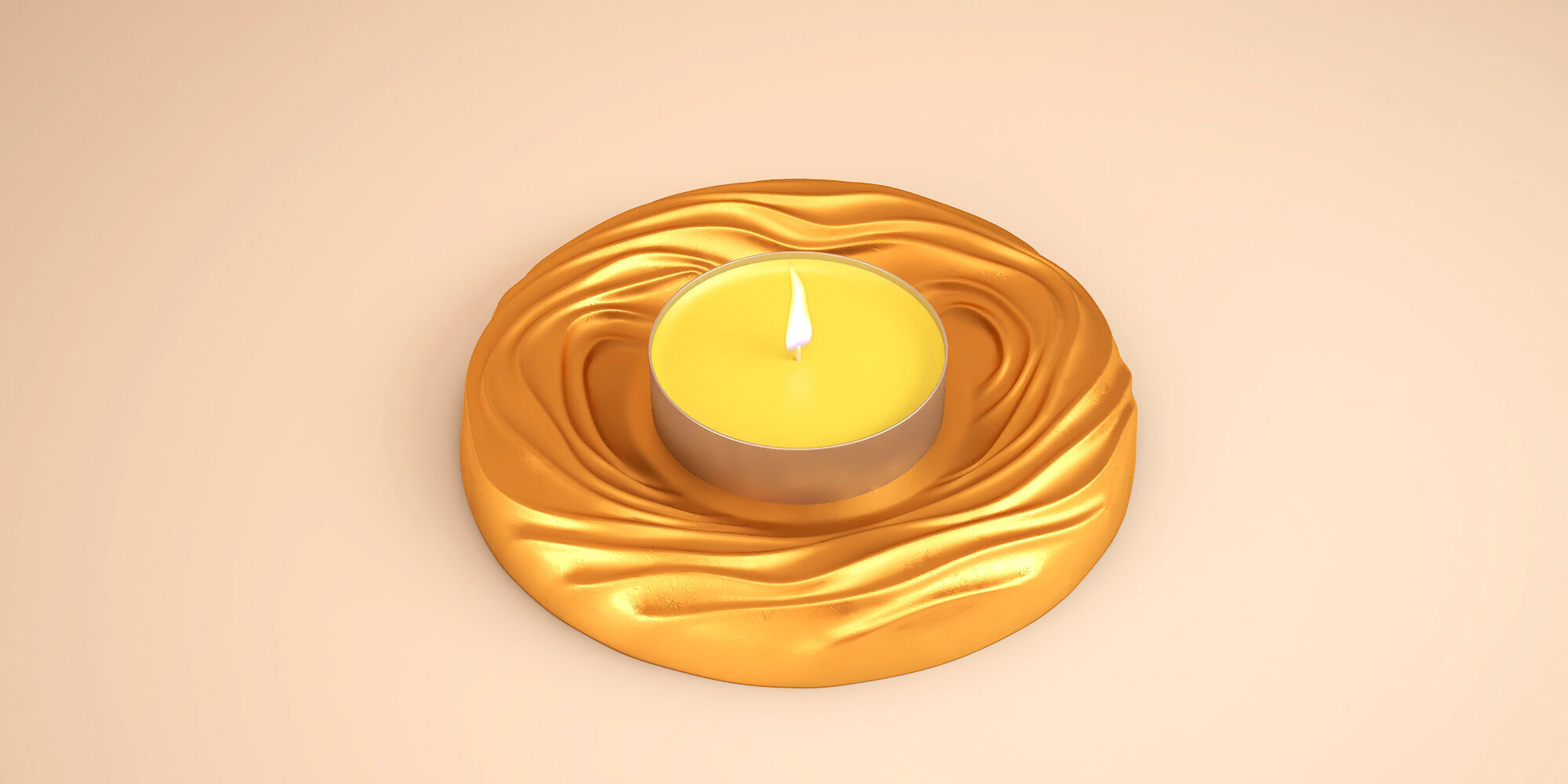 Desert Wind - Sea Waves - Tealight Holder 3D print model_3