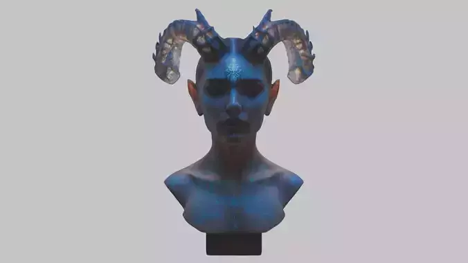 Ethereal Fantasy Demon Woman Girl Head Bust