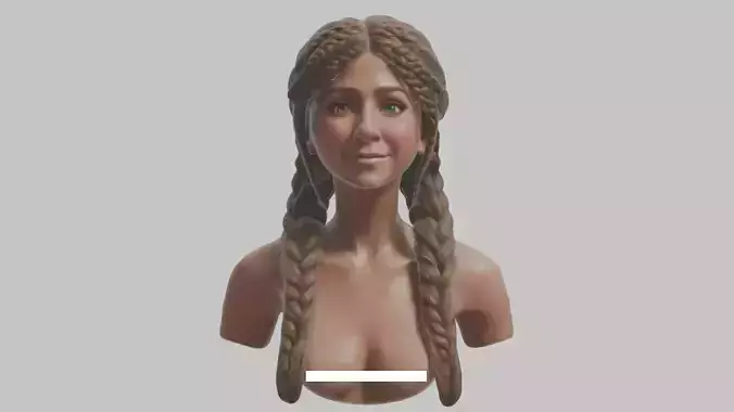 Jennifer Aniston Toon stylized character woman head bust Low-poly 3D model