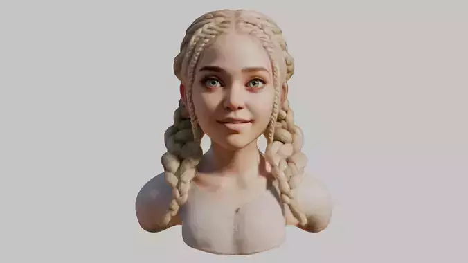 Medieval Fantasy Cute Teen Blonde Girl Head Bust