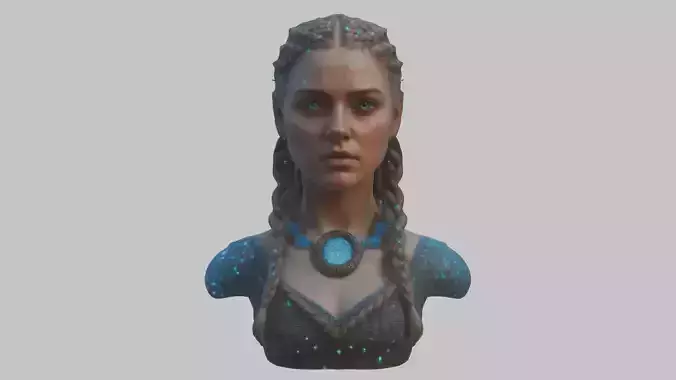 Beautiful Medieval Blonde Braid Girl Character Head Bust