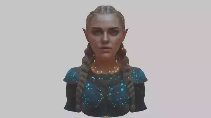 Fantasy Teen Medieval Character Blonde Girl Head Bust