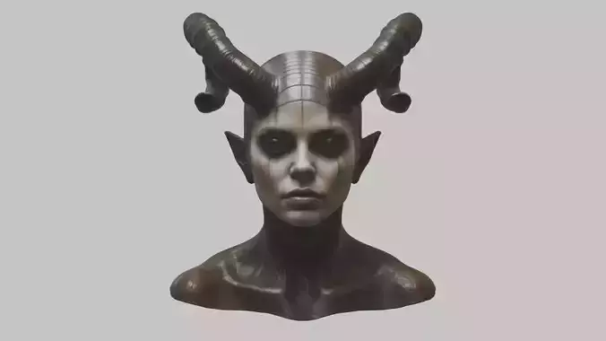 HR Giger Woman Scifi Head Bust Horned ALien