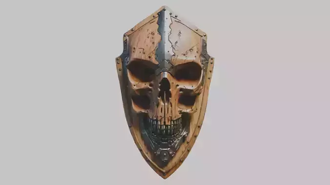 Medieval Fantasy Skull Wooden Shield