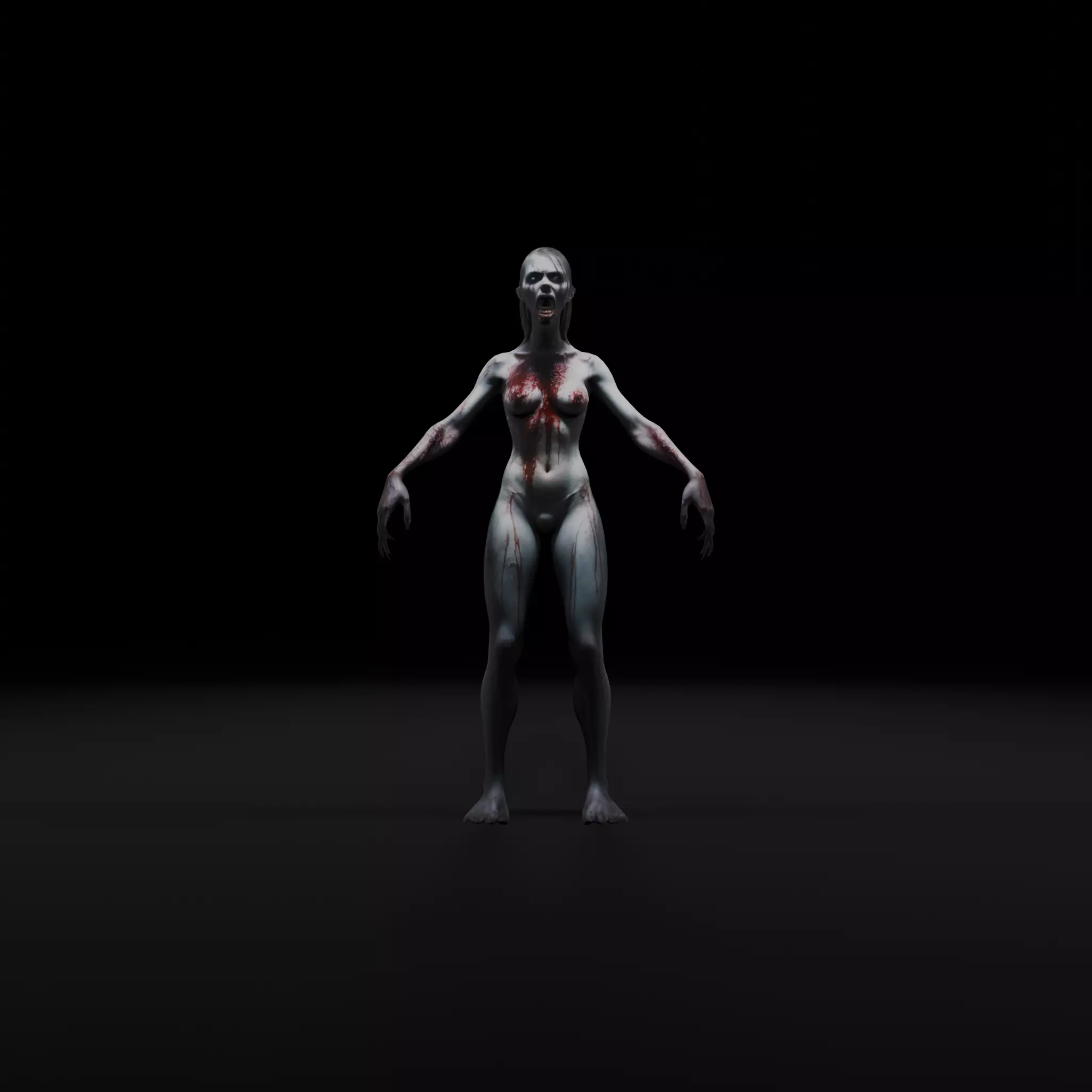 Female Zombie - Low Poly Rigged Animated Low-poly 3D model_0