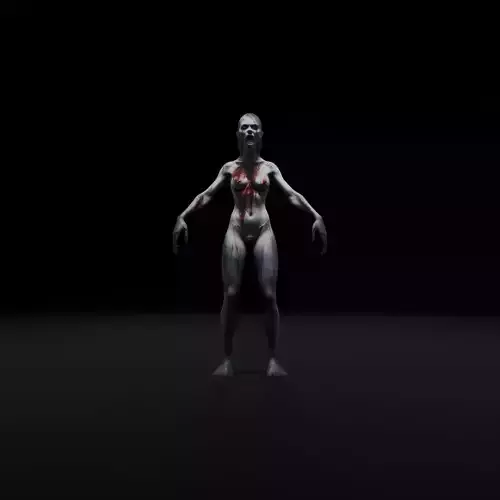 Female Zombie - Low Poly Rigged Animated Low-poly 3D model