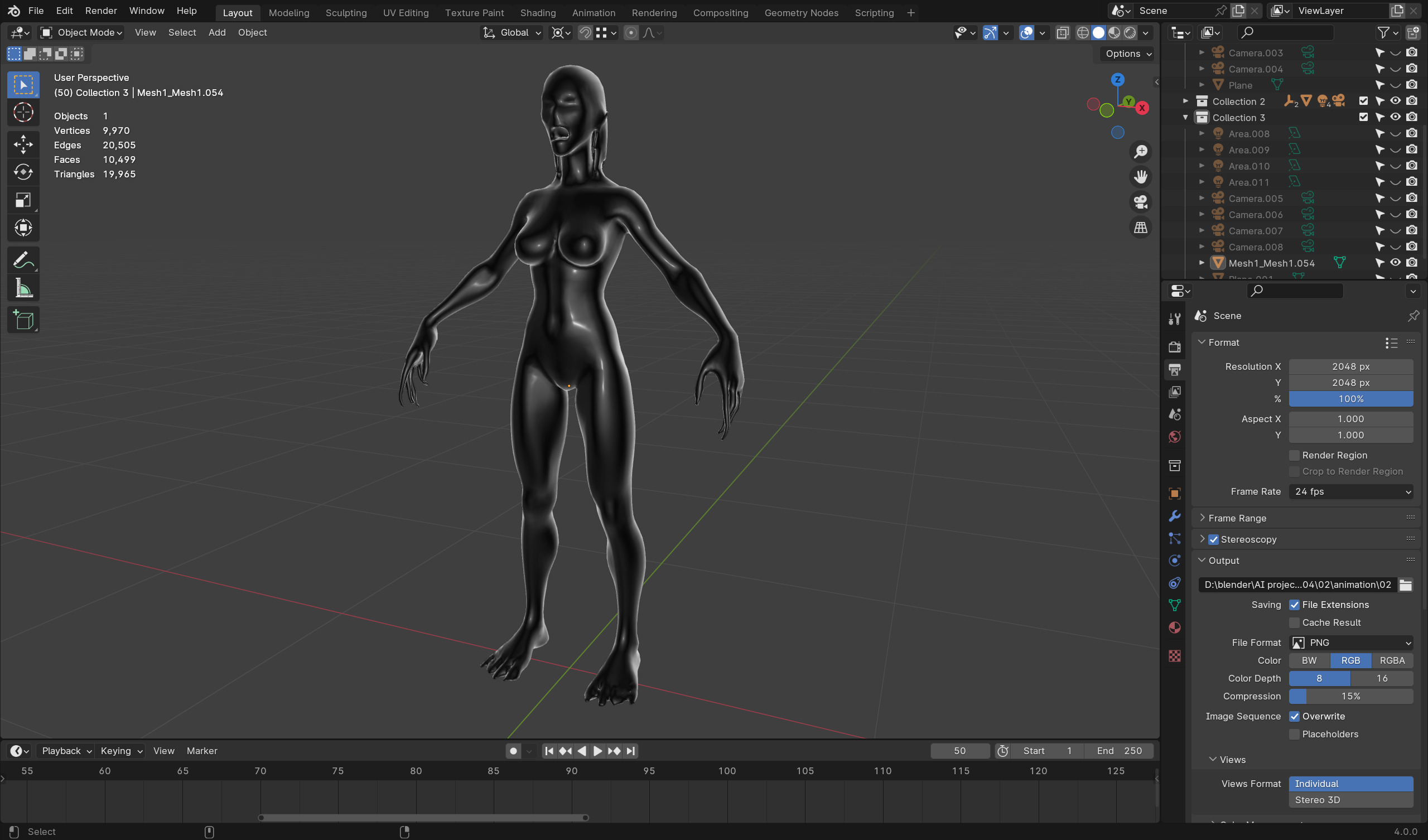 Female Zombie - Low Poly Rigged Animated Low-poly 3D model_9
