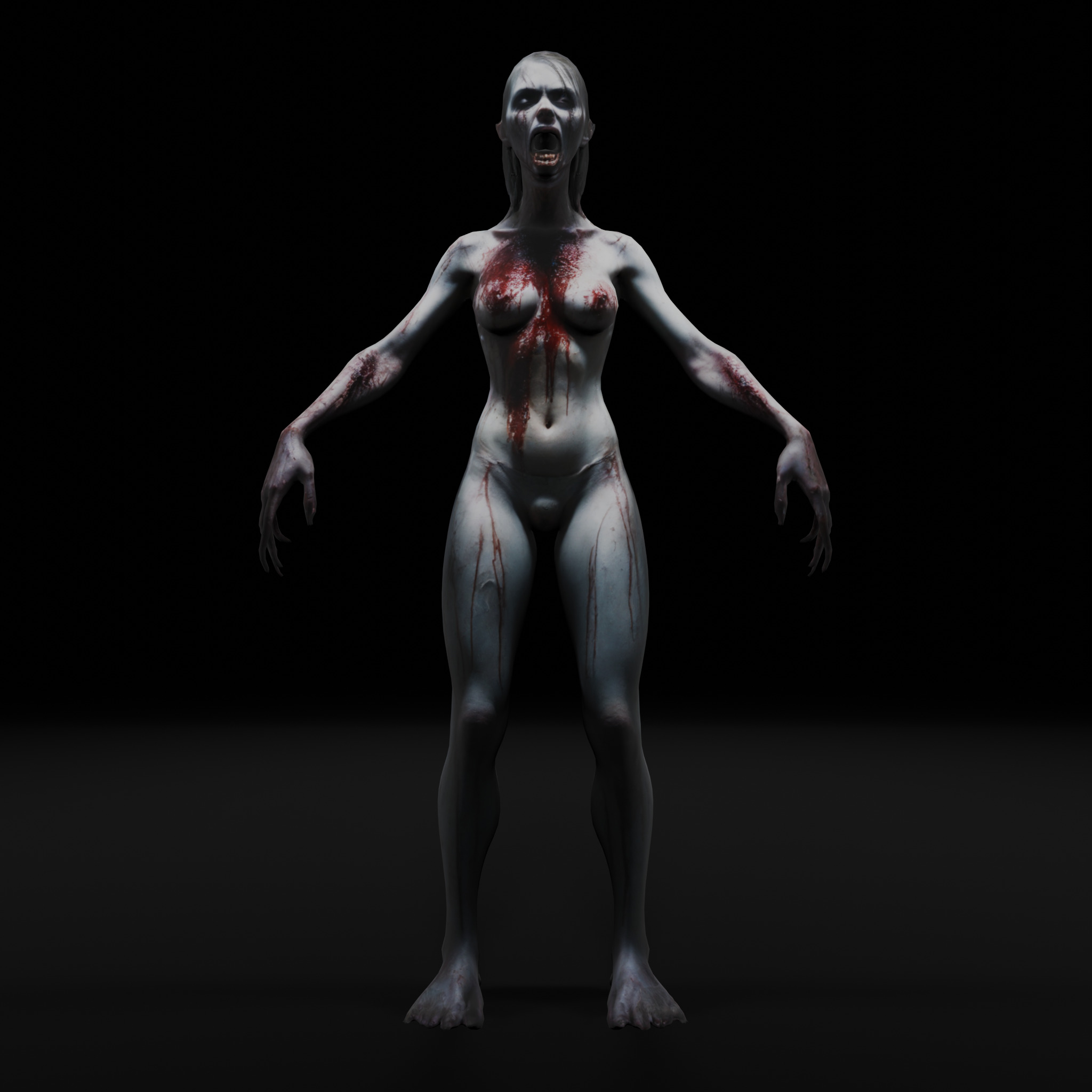 Female Zombie - Low Poly Rigged Animated Low-poly 3D model_3
