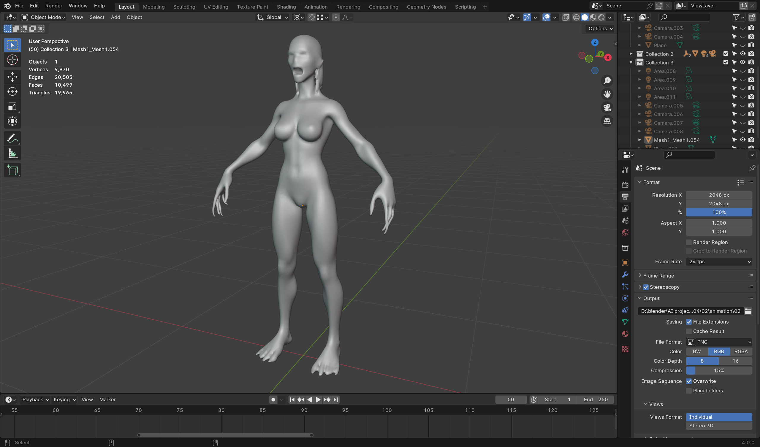 Female Zombie - Low Poly Rigged Animated Low-poly 3D model_6
