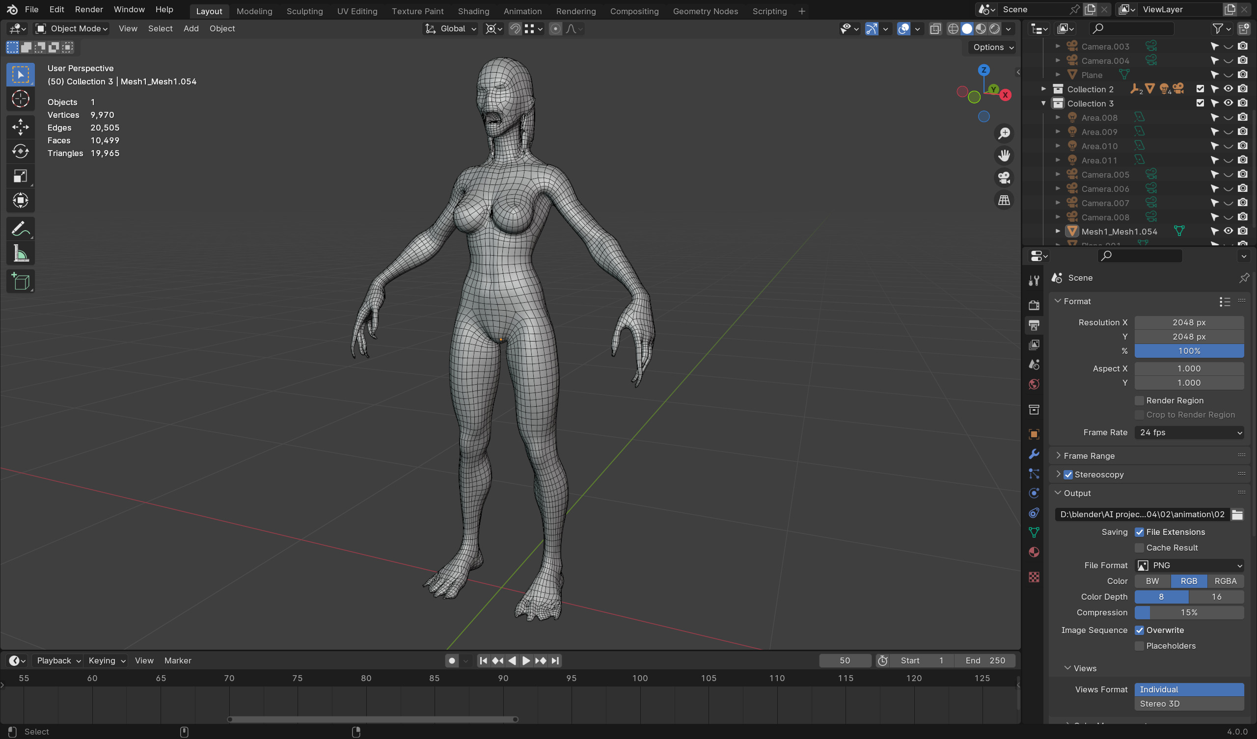 Female Zombie - Low Poly Rigged Animated Low-poly 3D model_7