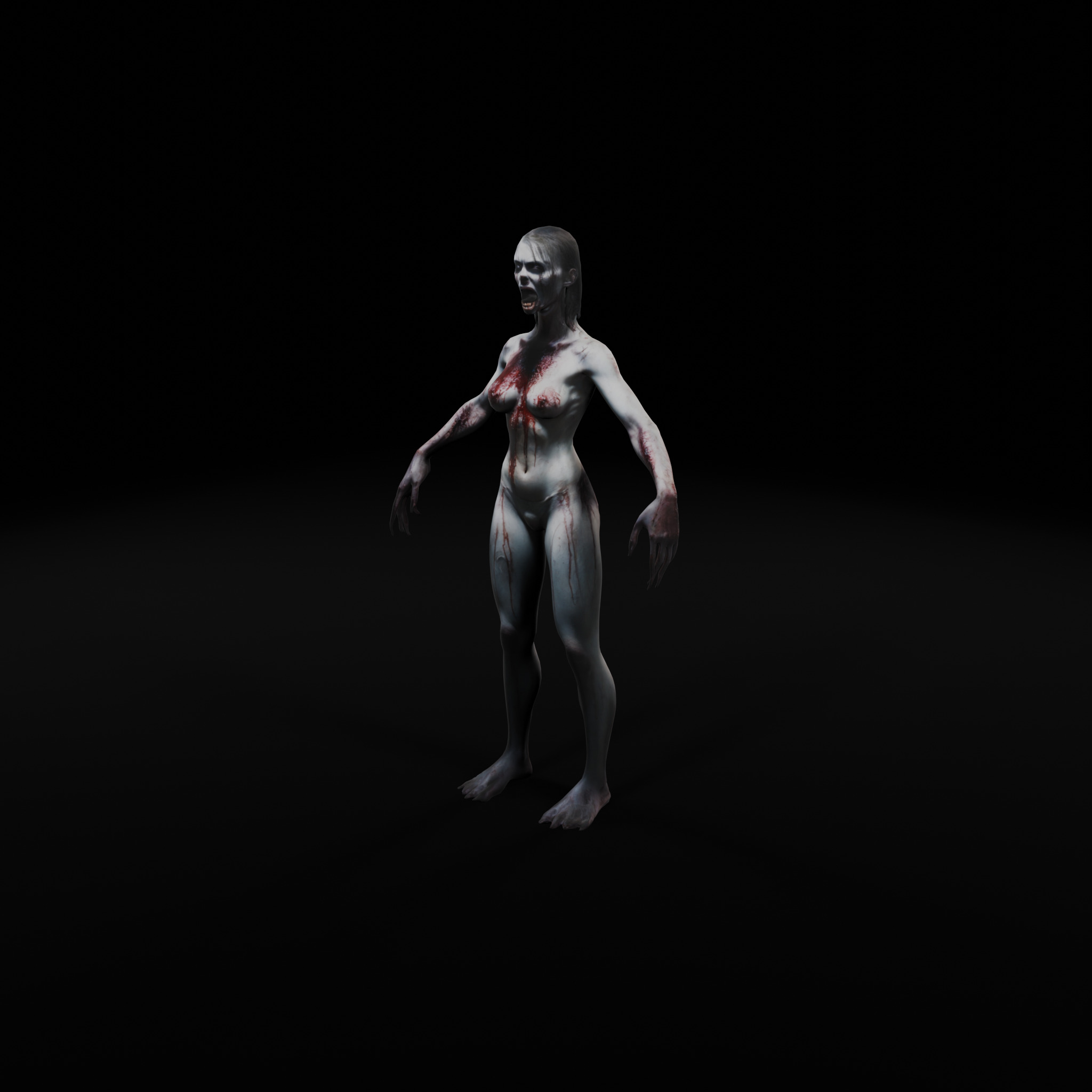Female Zombie - Low Poly Rigged Animated Low-poly 3D model_1