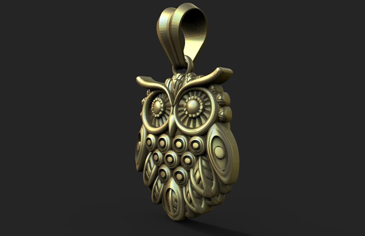 Owl pendant  3D print model_2
