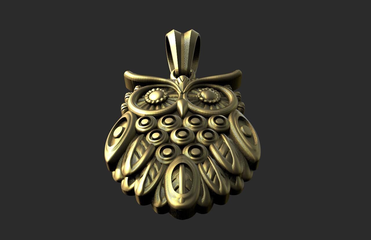 Owl pendant  3D print model_4