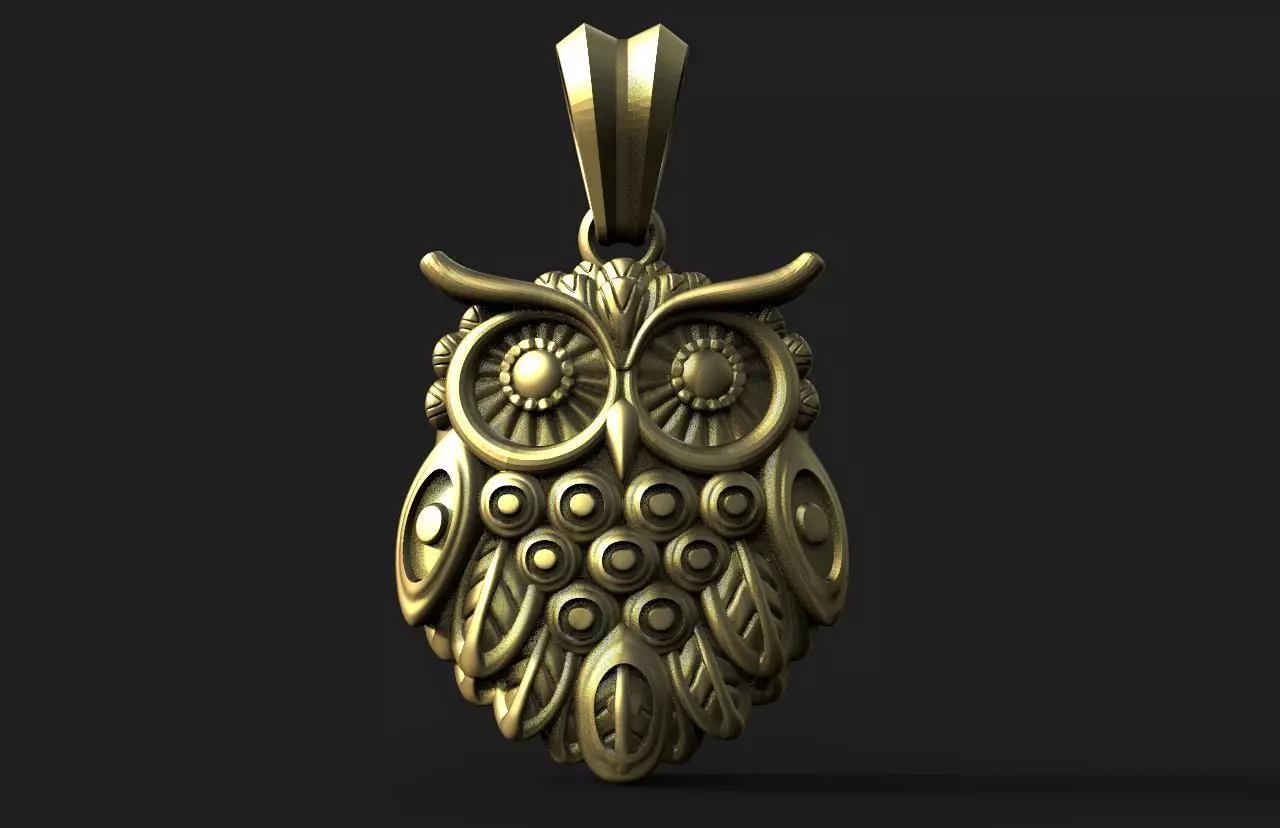 Owl pendant  3D print model_0