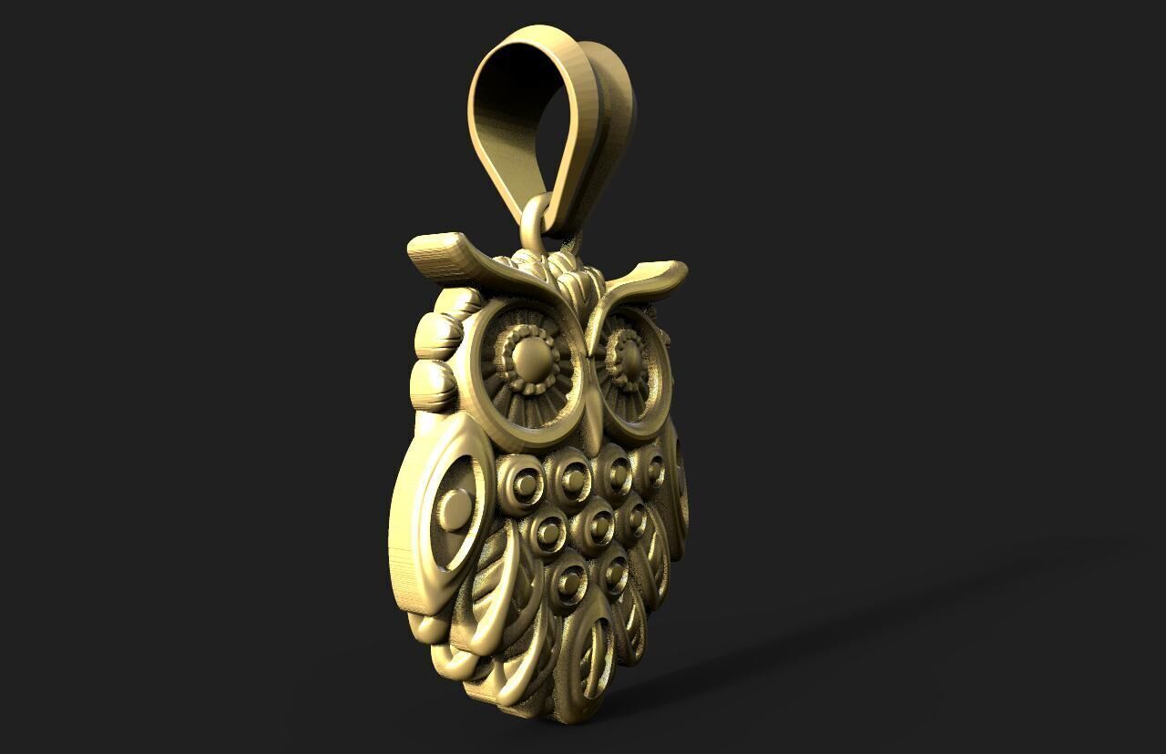 Owl pendant  3D print model_3