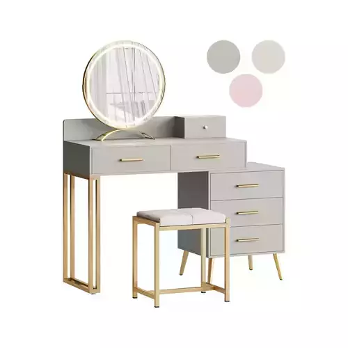 Bureau de coiffeuse avec tabouret et miroir DEL Grosmark