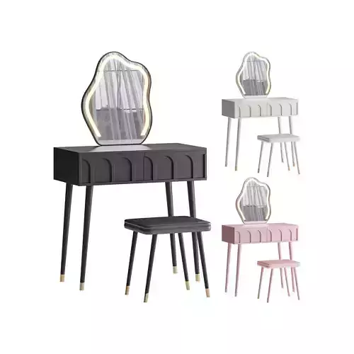 Ensemble coiffeuse avec tabouret et miroir Carmell