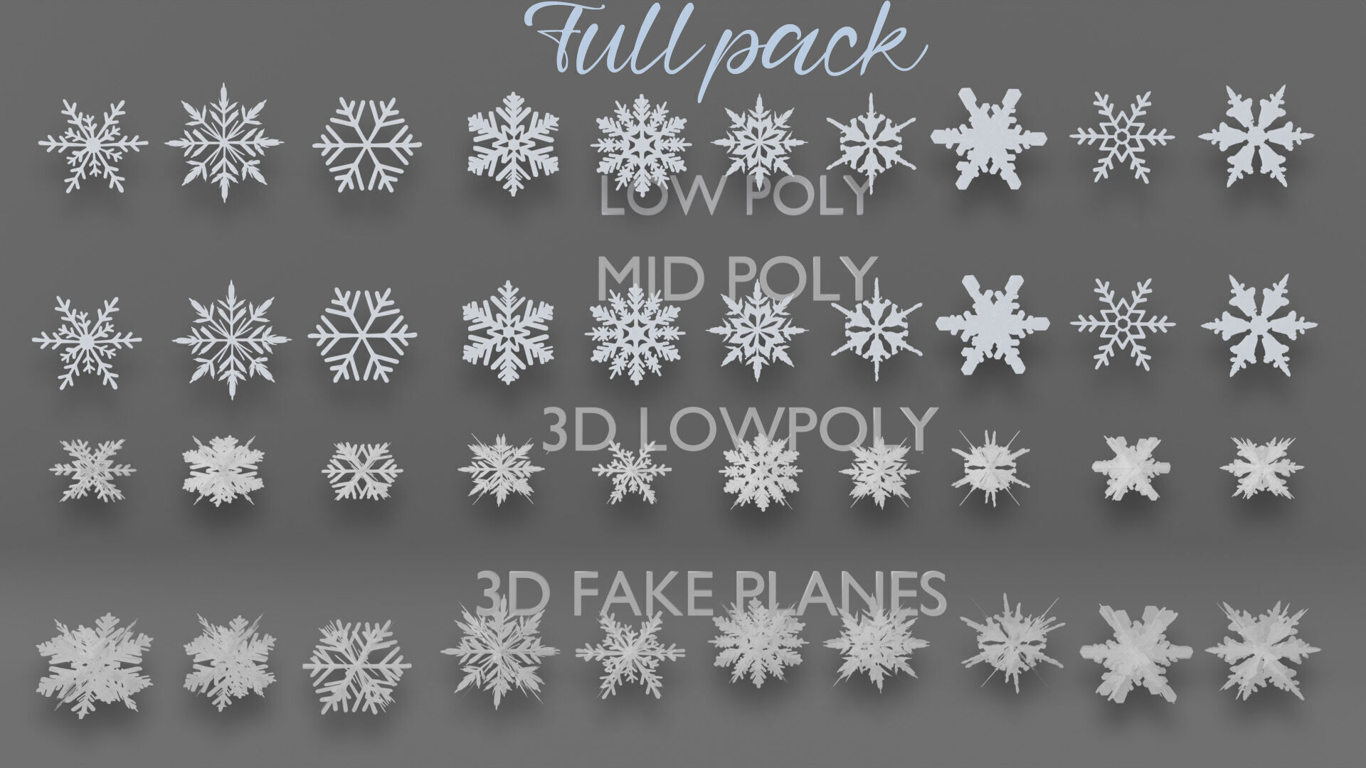 Snow Crystals Pack Low-poly 3D model_3