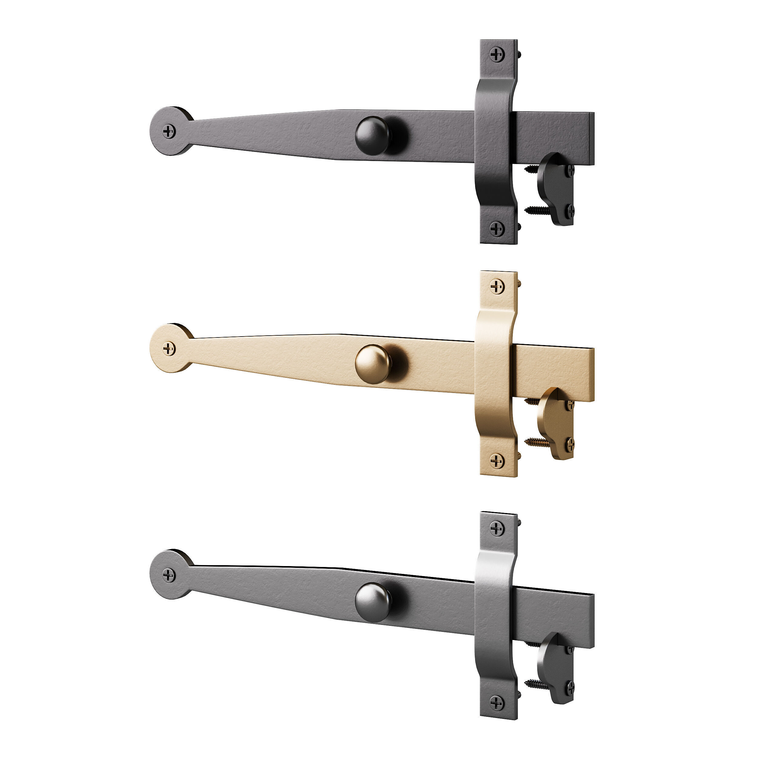 Cast Iron Gate Latch Bar Catch 3D model_4