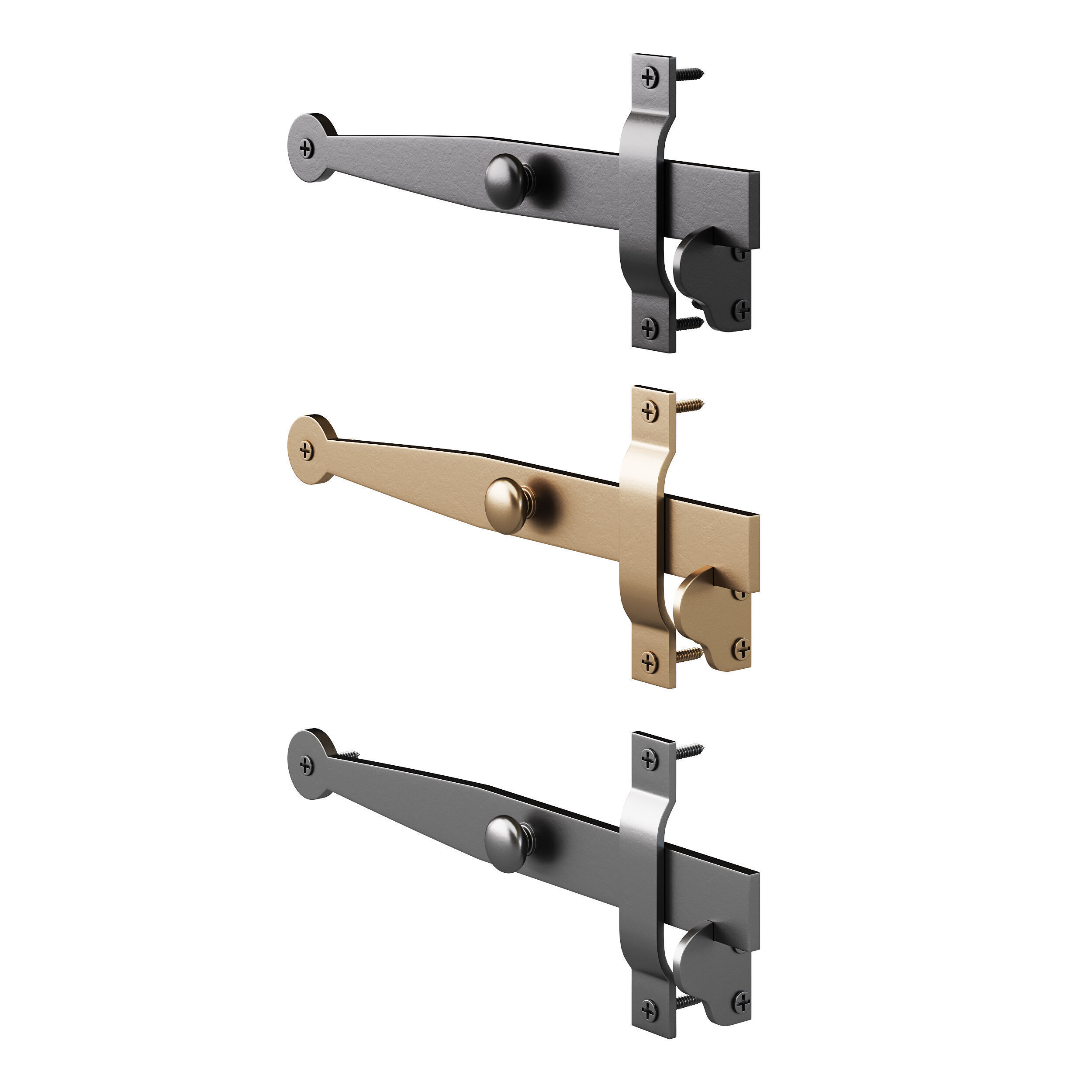 Cast Iron Gate Latch Bar Catch 3D model_5