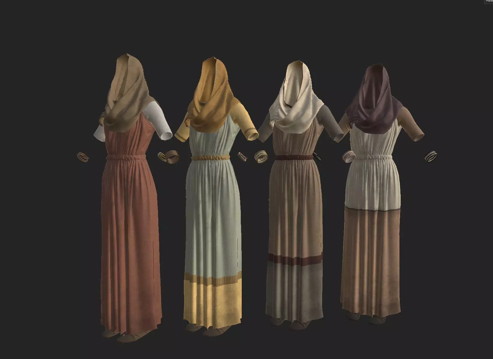 Roman Servant Girl Low-poly 3D model_0