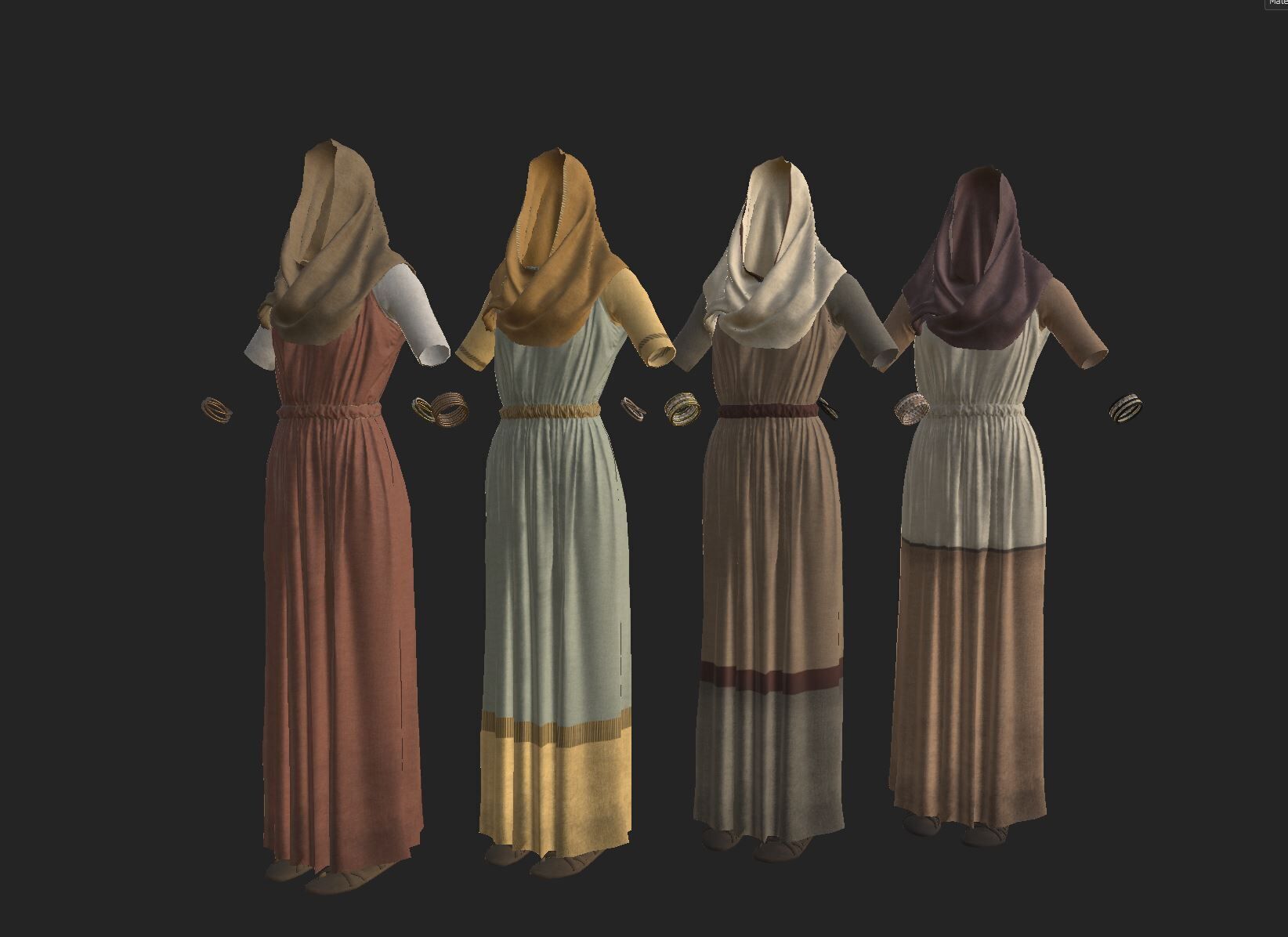 Roman Servant Girl Low-poly 3D model_12