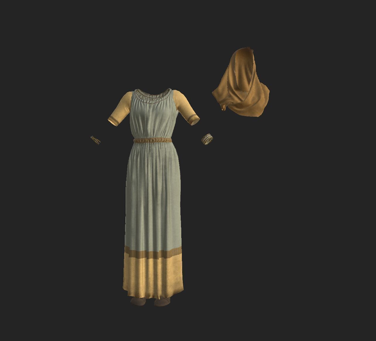 Roman Servant Girl Low-poly 3D model_3
