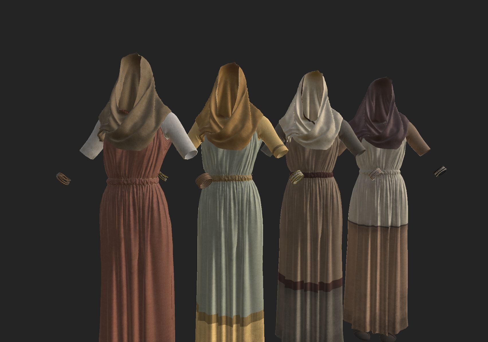 Roman Servant Girl Low-poly 3D model_1
