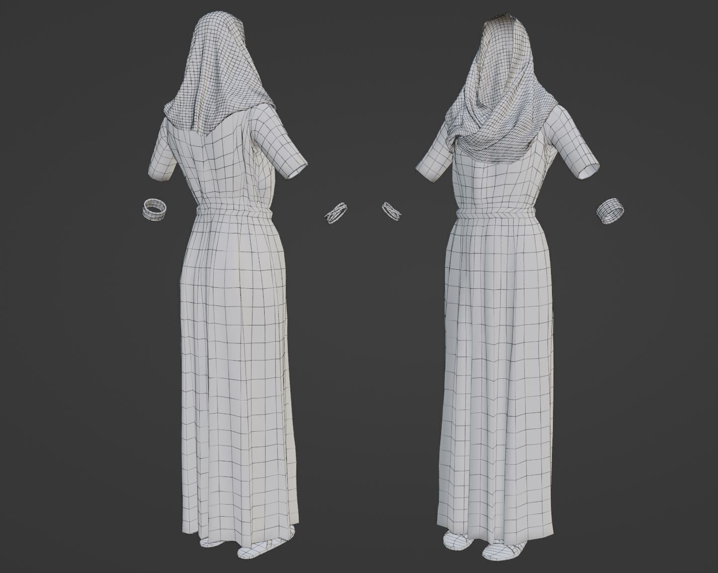 Roman Servant Girl Low-poly 3D model_11