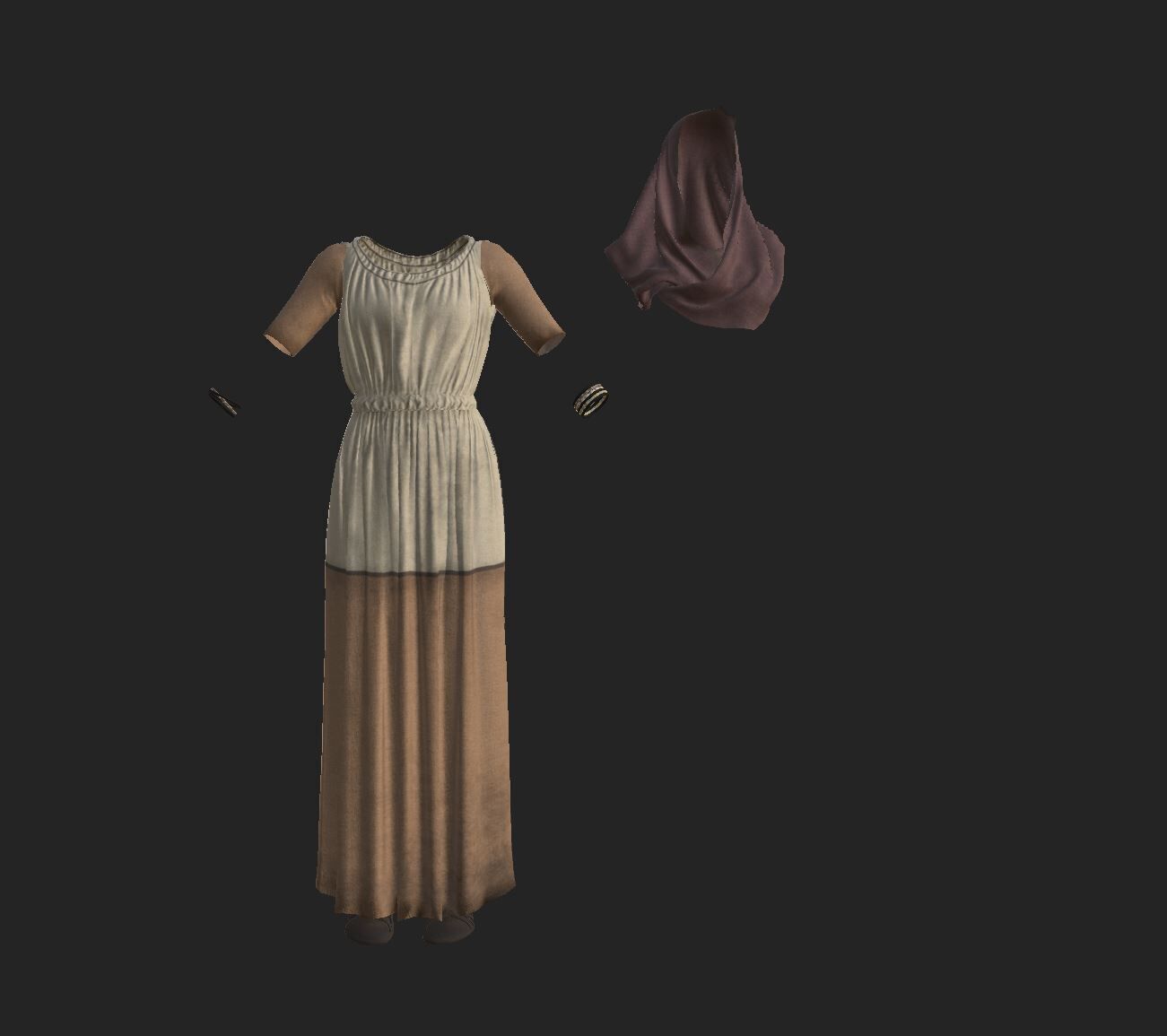 Roman Servant Girl Low-poly 3D model_5