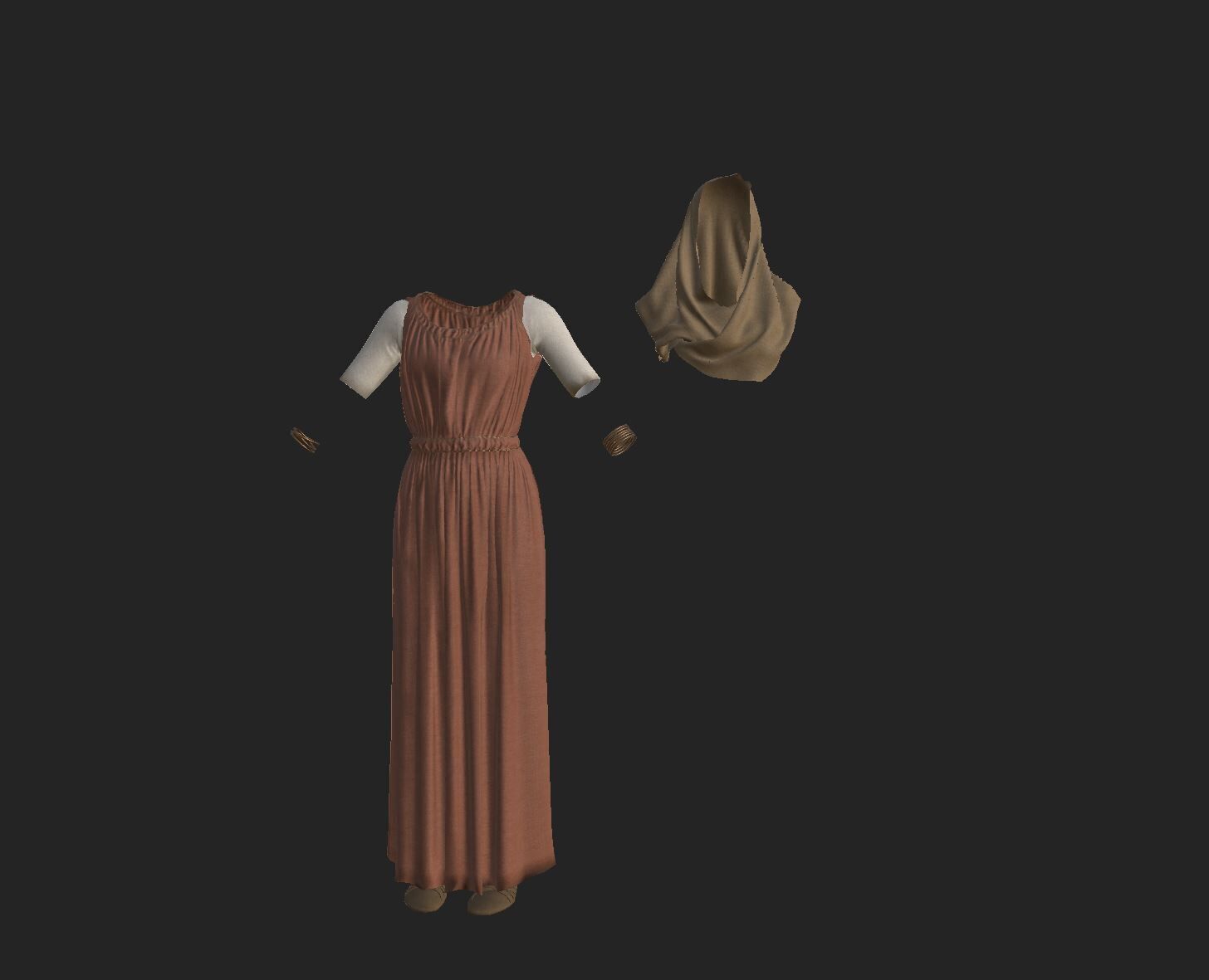 Roman Servant Girl Low-poly 3D model_2
