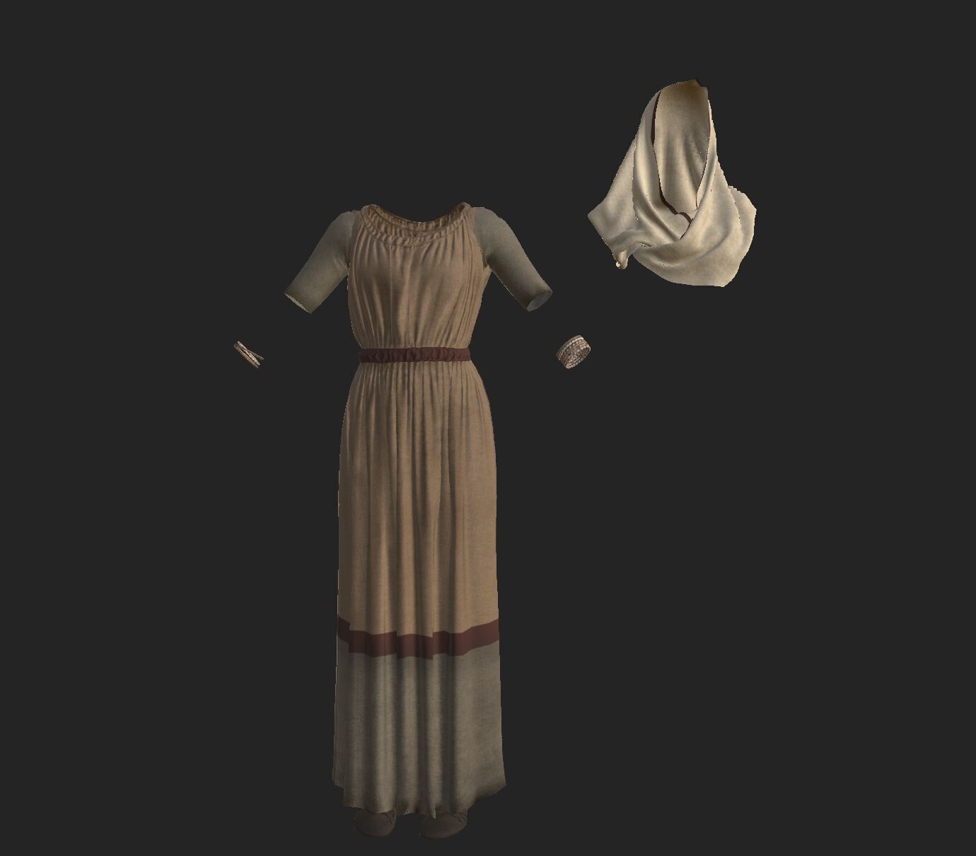 Roman Servant Girl Low-poly 3D model_4