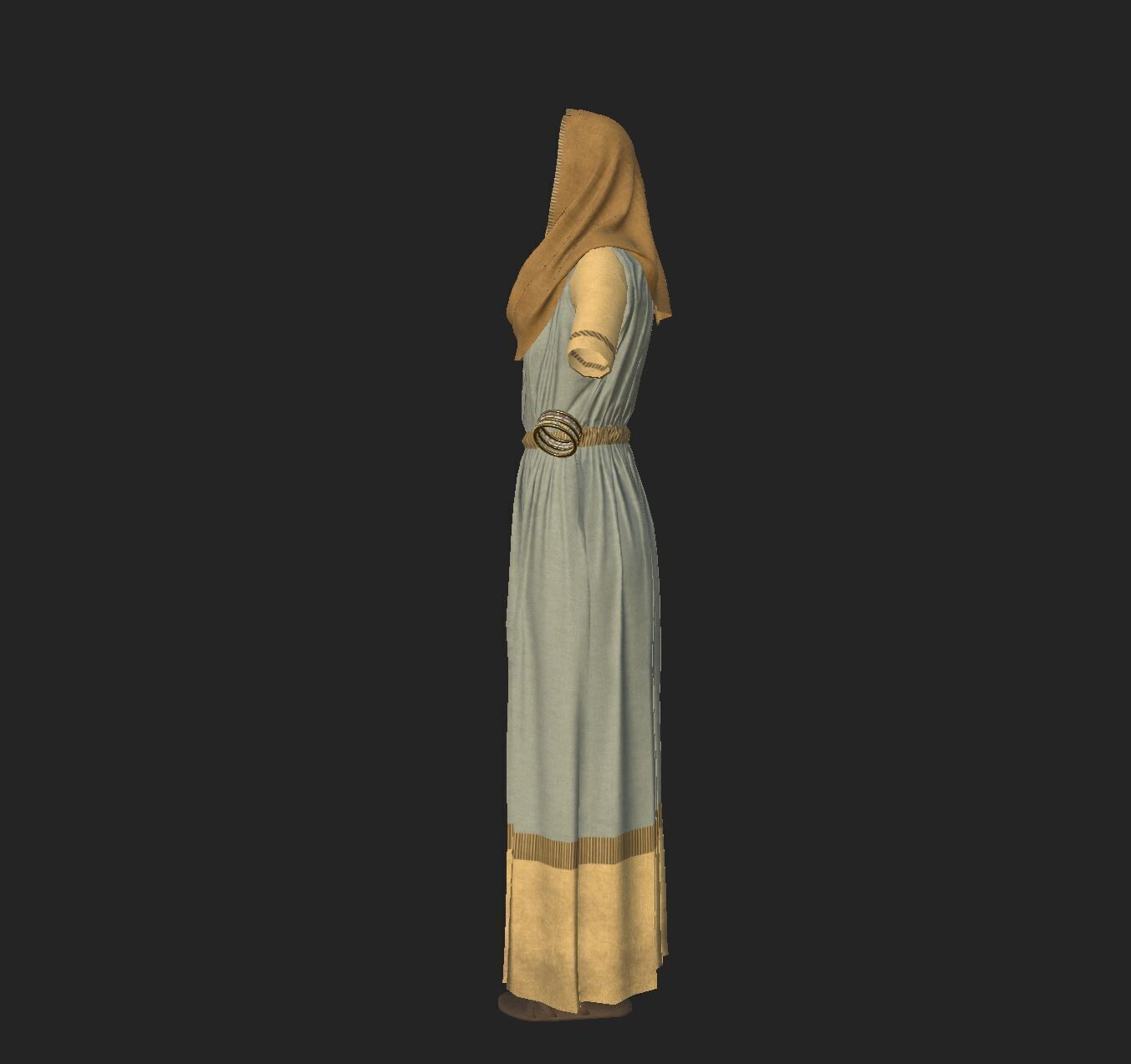 Roman Servant Girl Low-poly 3D model_7
