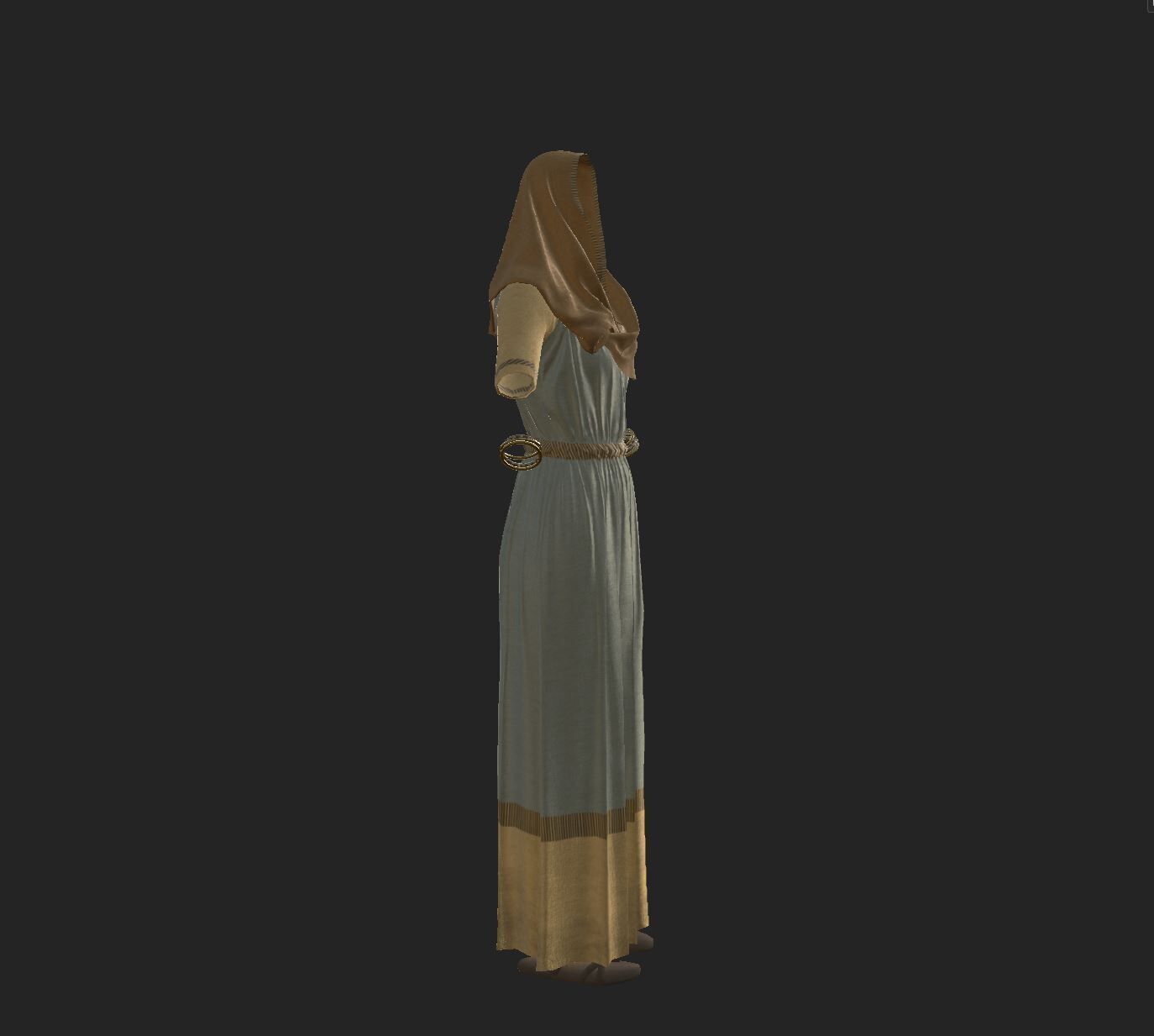 Roman Servant Girl Low-poly 3D model_9