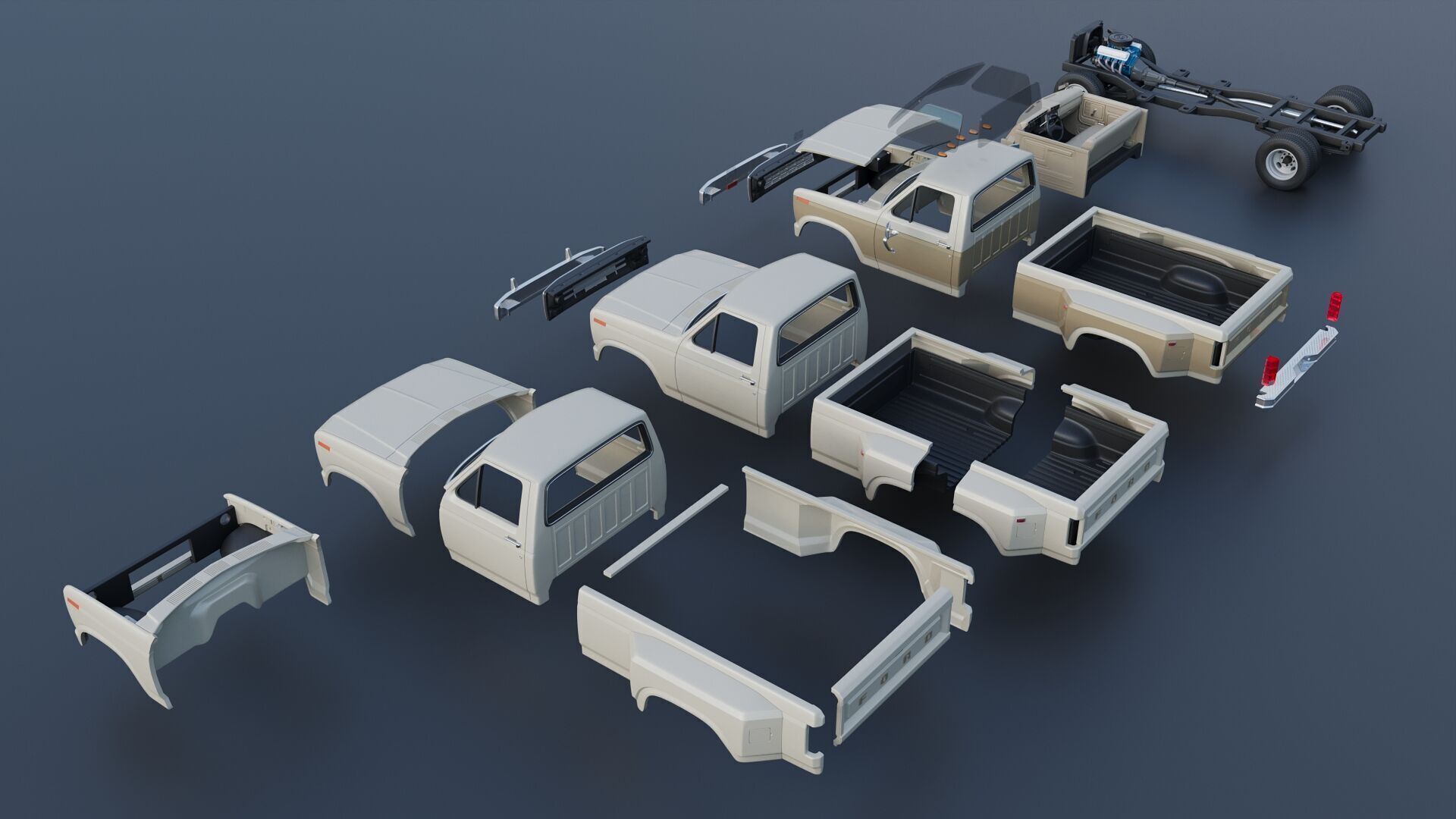 Pickup Truck F-350 Dually 1980 3D print model_21