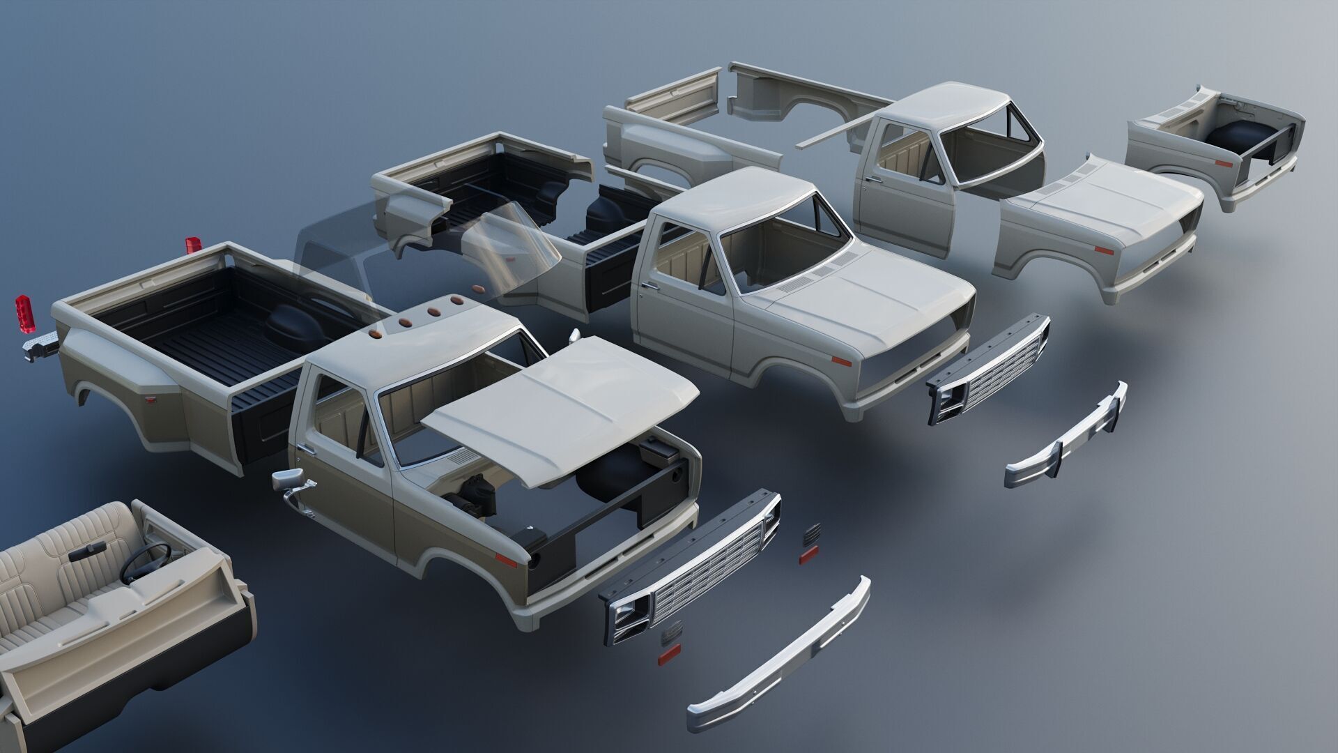 Pickup Truck F-350 Dually 1980 3D print model_24